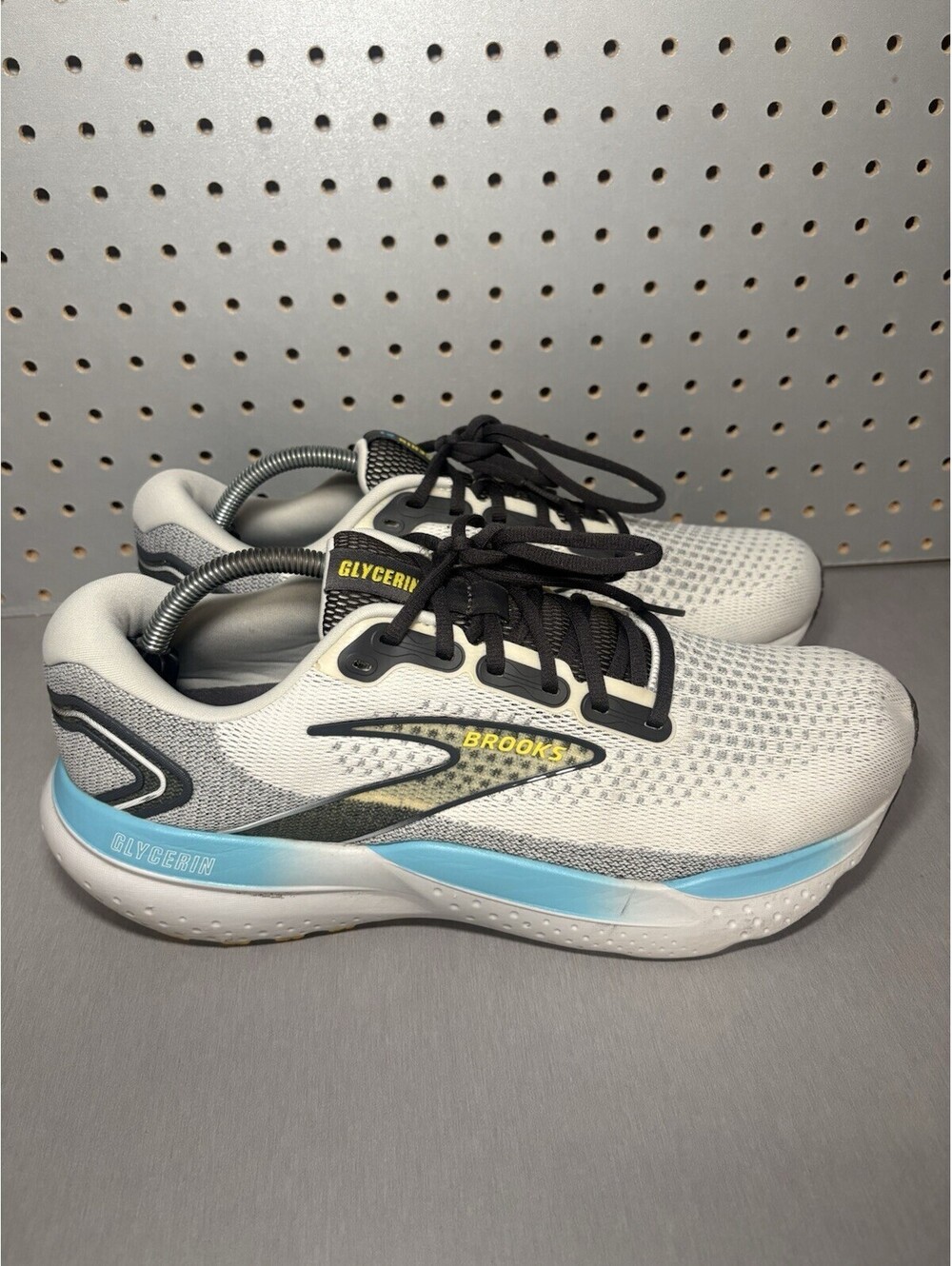 Brooks Glycerin 21 Running Shoes Mens Sz 12 2E EE Wide White Gray Blue Coconut